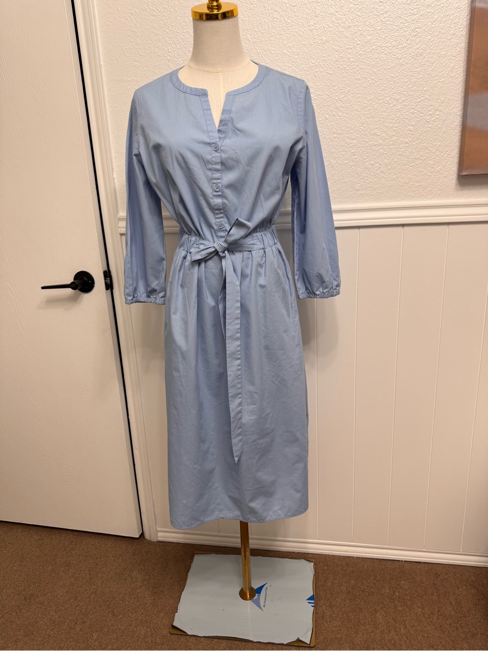 croft & barrow Light Blue Tie-Waist Midi Dress